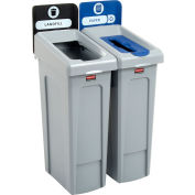 Rubbermaid Slim Jim Recycling Station, Landfill/Paper, (2) 23 Gallon - 2007915