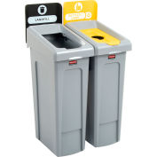 Rubbermaid Slim Jim Recycling Station, Landfill/Bottles & Cans, (2) 23 Gallon - 2007916