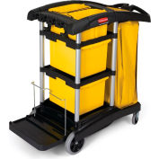 Rubbermaid® Microfiber Janitor Cart, Black 9T73