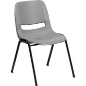 Flash Furniture Ergonomic Shell Stack Chair - Plastic - Gray - Hercules Series - Pkg Qty 4