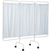 R&B Wire Products PSS-3C Three Panel Mobile Medical Privacy Screen, 81&quot;W x 69&quot;H, White Vinyl Panels