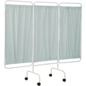 R&B Wire Antimicrobial 3 Panel Mobile Medical Privacy Screen, 81&quot;W x 69&quot;H, Gray Green Vinyl Panels