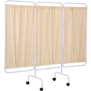R&B Wire Products Three Panel Mobile Medical Privacy Screen, 81&quot;W x 69&quot;H, Beige Vinyl Panels