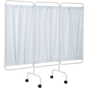 R&B Wire 3 Panel Mobile Medical Privacy Screen, 81&quot;W x 69&quot;H, White Vinyl Panels