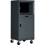 Sandusky Economical Mobile Computer Cabinet with Adjustable Shelf, Charcoal