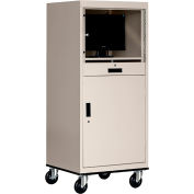 Sandusky Economical Mobile Computer Cabinet with Adjustable Shelf, Putty