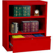 Steel Bookcase With File Drawer 1-Shelf 36"W X 18"D X 42"H-Red