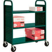 Sandusky® SF336 Double-Sided Flat 3 Shelf Steel Cart 37x18 - Forest Green