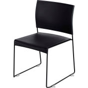 Safco® Currant™ Plastic Stacking Chair - Black with Black Frame - Pack of 4
