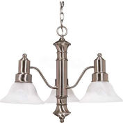 Satco 60/190 Gotham 3 Light 23" Chandelier w/ Alabaster Glass Bell Shades Brushed Nickel