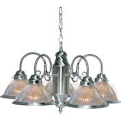 Satco 76-444 5 Light - 22" - Chandelier - With Clear Ribbed Shades Brushed Nickel