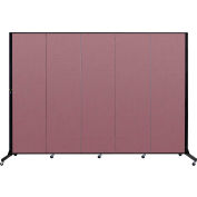Screenflex 5 Panel Light-Duty Portable Room Divider, 6'5"H x 9'5"L, Fabric Color: Rose