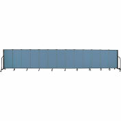 Screenflex 13 Panel Portable Room Divider, 4'H x 24'1"W, Fabric Color: Blue