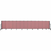 Screenflex 13 Panel Portable Room Divider, 4'H x 24'1"L, Fabric Color: Mauve