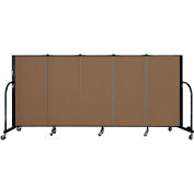 Screenflex 5 Panel Portable Room Divider, 4'H x 9'5"W, Fabric Color: Walnut