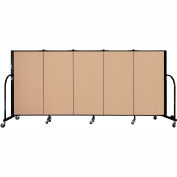 Screenflex 5 Panel Portable Room Divider, 4'H x 9'5"W, Fabric Color: Desert