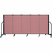 Screenflex 5 Panel Portable Room Divider, 4'H x 9'5"L, Fabric Color: Mauve