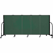 Screenflex 5 Panel Portable Room Divider, 4'H x 9'5"W, Fabric Color: Green