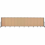 Screenflex 13 Panel Portable Room Divider, 5'H x 24'1"W, Fabric Color: Sand
