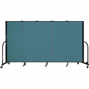 Screenflex 5 Panel Portable Room Divider, 5'H x 9'5"L, Fabric Color: Lake
