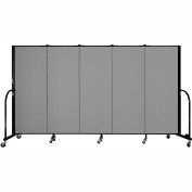 Screenflex 5 Panel Portable Room Divider, 5'H x 9'5"W, Fabric Color: Stone