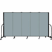 Screenflex 5 Panel Portable Room Divider, 5'H x 9'5"W, Fabric Color: Grey Stone