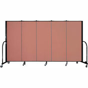 Screenflex 5 Panel Portable Room Divider, 5'H x 9'5"W, Fabric Color: Cranberry