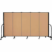 Screenflex 5 Panel Portable Room Divider, 5'H x 9'5"W, Fabric Color: Sand