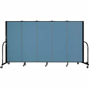 Screenflex 5 Panel Portable Room Divider, 5'H x 9'5"L, Fabric Color: Blue