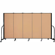 Screenflex 5 Panel Portable Room Divider, 5'H x 9'5"L, Fabric Color: Wheat