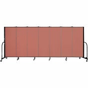 Screenflex 7 Panel Portable Room Divider, 5'H x 13'1"L, Fabric Color: Cranberry