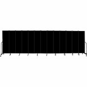 Screenflex 13 Panel Portable Room Divider, 6'8"H x 24'1"L, Fabric Color: Charcoal Black