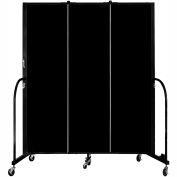 Screenflex 3 Panel Portable Room Divider, 6'8"H x 5'9"L, Fabric Color: Charcoal Black
