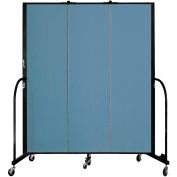 Screenflex 3 Panel Portable Room Divider, 6'8"H x 5'9"W, Fabric Color: Summer Blue