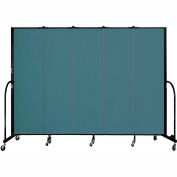 Screenflex 5 Panel Portable Room Divider, 6'8"H x 9'5"L, Fabric Color: Lake