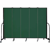 Screenflex 5 Panel Portable Room Divider, 6'8"H x 9'5"L, Fabric Color: Mallard