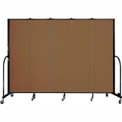 Screenflex 5 Panel Portable Room Divider, 6'8"H x 9'5"L, Fabric Color: Walnut