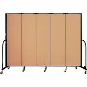 Screenflex 5 Panel Portable Room Divider, 6'8"H x 9'5"W, Fabric Color: Desert