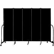 Screenflex 5 Panel Portable Room Divider, 6'8"H x 9'5"L, Fabric Color: Charcoal Black