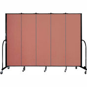 Screenflex 5 Panel Portable Room Divider, 6'8"H x 9'5"W, Fabric Color: Cranberry