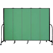 Screenflex 5 Panel Portable Room Divider, 6'8"H x 9'5"W, Fabric Color: Sea Green