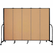 Screenflex 5 Panel Portable Room Divider, 6'8"H x 9'5"W, Fabric Color: Sand