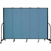 Screenflex 5 Panel Portable Room Divider, 6'8"H x 9'5"W, Fabric Color: Blue
