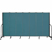 Screenflex 7 Panel Portable Room Divider, 6'8"H x 13'1"W, Fabric Color: Lake