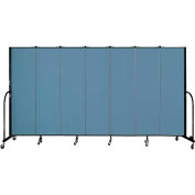 Screenflex 7 Panel Portable Room Divider, 6'8"H x 13'1"W, Fabric Color: Blue