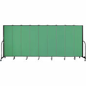 Screenflex 9 Panel Portable Room Divider, 6'8"H x 16'9"W, Fabric Color: Sea Green