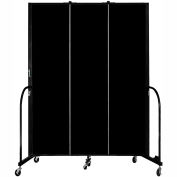 Screenflex 3 Panel Portable Room Divider, 7'4"H x 5'9"L, Fabric Color: Charcoal Black