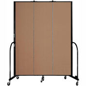 Screenflex 3 Panel Portable Room Divider, 7'4"H x 5'9"W, Fabric Color: Beech