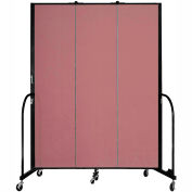 Screenflex 3 Panel Portable Room Divider, 7'4"H x 5'9"L, Fabric Color: Mauve