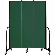 Screenflex 3 Panel Portable Room Divider, 7'4"H x 5'9"L, Fabric Color: Green